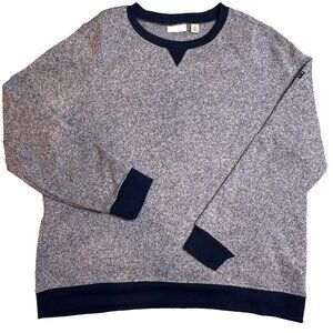 LL Bean Navy Crew Heathered Fleece Traditional Sweatshirt Sweater SZ XL Preppy